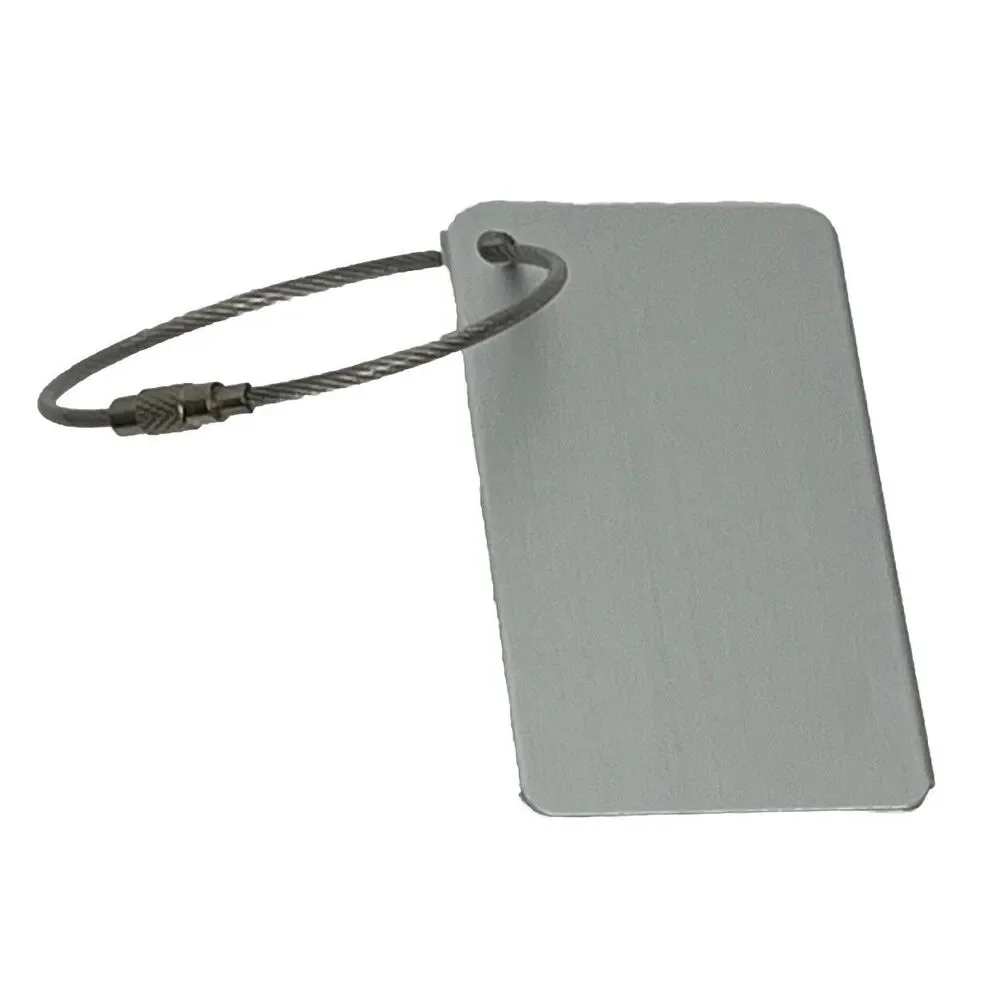 Silver Luggage Tag LOT‎ 2 Airplane Travel Suitcase Label Aluminum Secure Cable